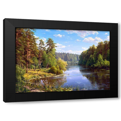 Forest flood Black Modern Wood Framed Art Print by Basov, Sergej