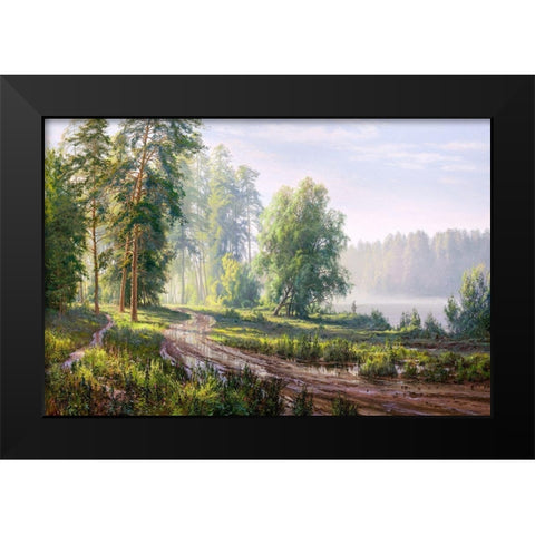 After the rain Black Modern Wood Framed Art Print by Basov, Sergej
