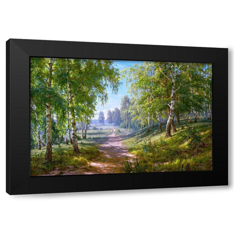 Birch forest Black Modern Wood Framed Art Print with Double Matting by Basov, Sergej