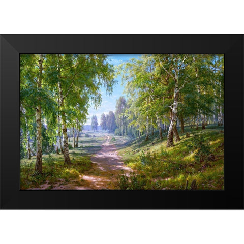 Birch forest Black Modern Wood Framed Art Print by Basov, Sergej