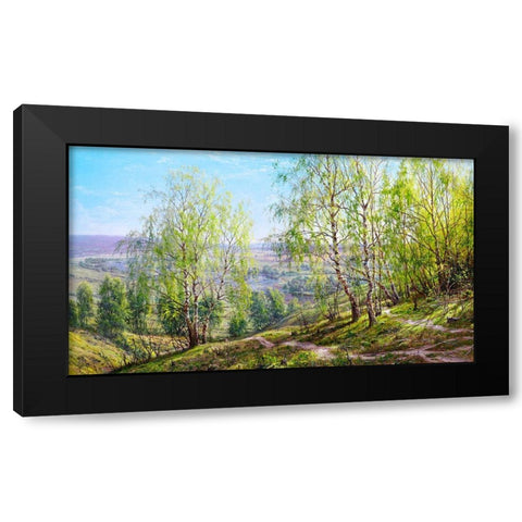 Green noise Black Modern Wood Framed Art Print with Double Matting by Basov, Sergej