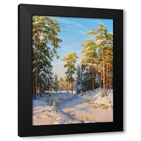 Winter noon Black Modern Wood Framed Art Print by Basov, Sergej