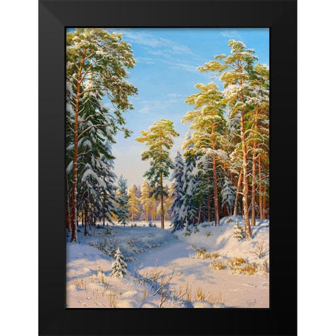 Winter noon Black Modern Wood Framed Art Print by Basov, Sergej
