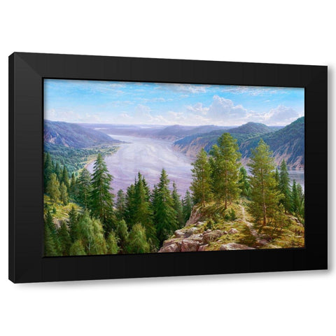 The song of Siberia Black Modern Wood Framed Art Print by Basov, Sergej