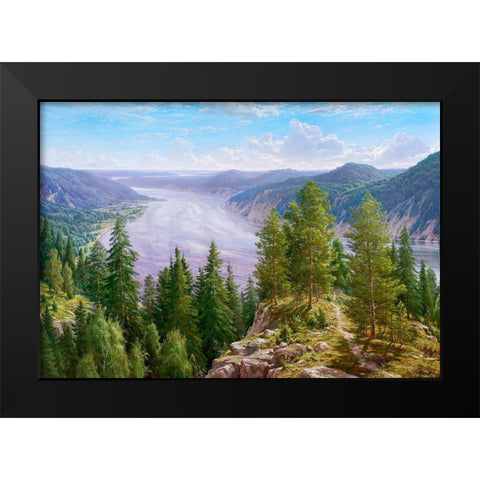 The song of Siberia Black Modern Wood Framed Art Print by Basov, Sergej