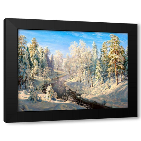 Hoarfrost Black Modern Wood Framed Art Print by Basov, Sergej