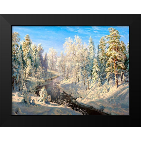 Hoarfrost Black Modern Wood Framed Art Print by Basov, Sergej