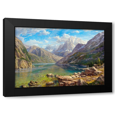 Mountain lake Black Modern Wood Framed Art Print with Double Matting by Basov, Sergej