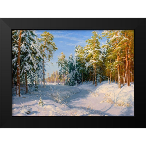 Frost and sunshine Black Modern Wood Framed Art Print by Basov, Sergej