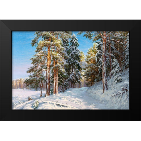 Frost Black Modern Wood Framed Art Print by Basov, Sergej