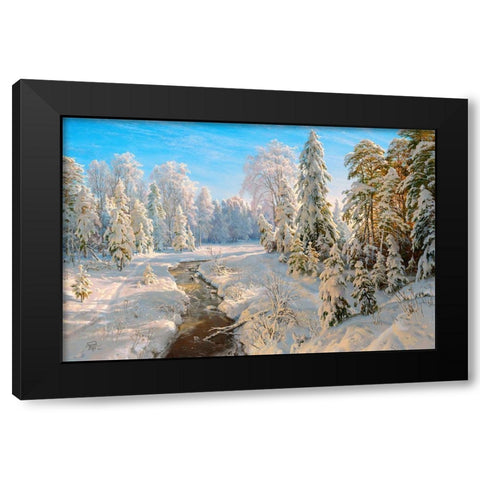 Hoarfrost 2 Black Modern Wood Framed Art Print by Basov, Sergej