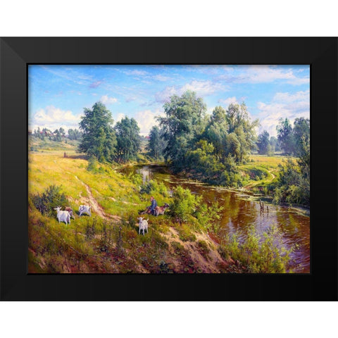 Good day Black Modern Wood Framed Art Print by Basov, Sergej