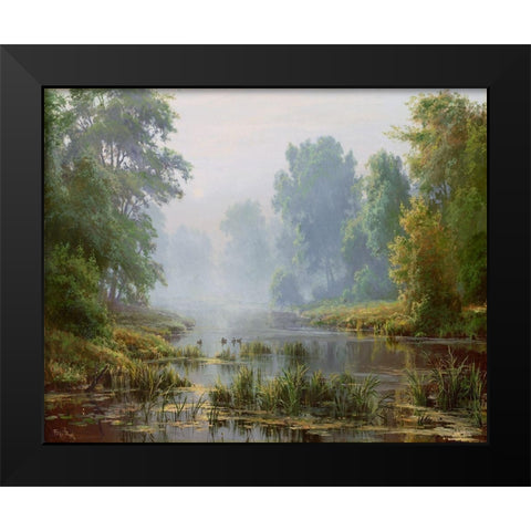 The morning Black Modern Wood Framed Art Print by Basov, Sergej
