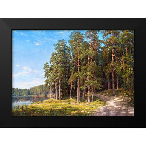 Coastal pines Black Modern Wood Framed Art Print by Basov, Sergej