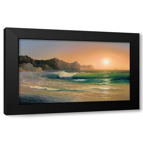 Evening wave Black Modern Wood Framed Art Print by Beregovaya, Elena