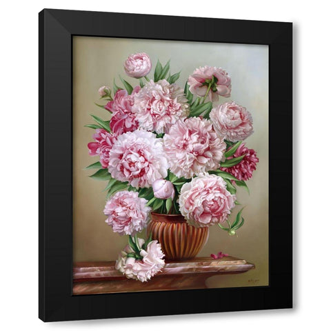 Bouquet on a marble table Black Modern Wood Framed Art Print with Double Matting by Buzin, Igor