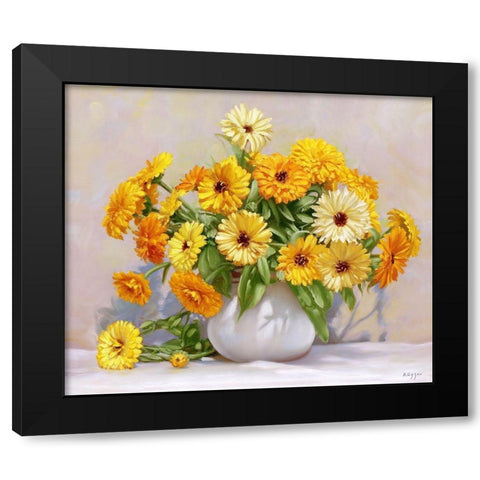 Calendula Black Modern Wood Framed Art Print by Buzin, Igor
