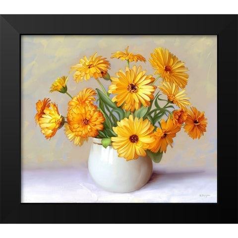 Calendula flowers Black Modern Wood Framed Art Print by Buzin, Igor