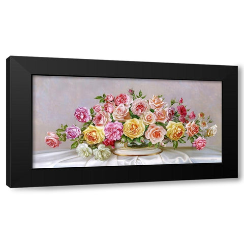 Roses Black Modern Wood Framed Art Print by Buzin, Igor