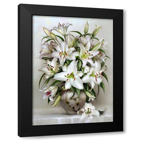 Bouquet of white lilies Black Modern Wood Framed Art Print with Double Matting by Buzin, Igor