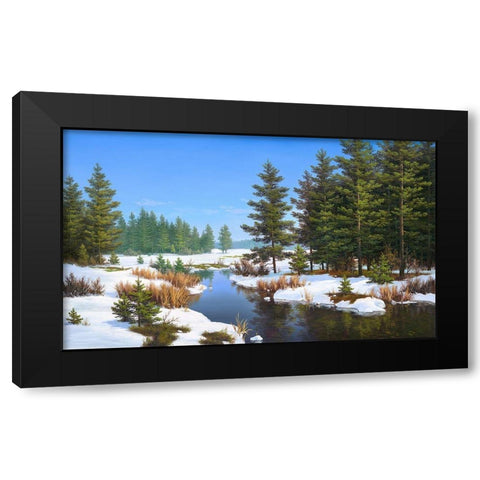 First snow Black Modern Wood Framed Art Print with Double Matting by Babichev, Vyacheslav