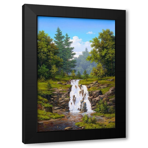 Waterfall Black Modern Wood Framed Art Print by Babichev, Vyacheslav