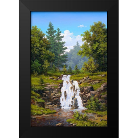 Waterfall Black Modern Wood Framed Art Print by Babichev, Vyacheslav