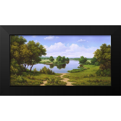 Near the river Black Modern Wood Framed Art Print by Babichev, Vyacheslav