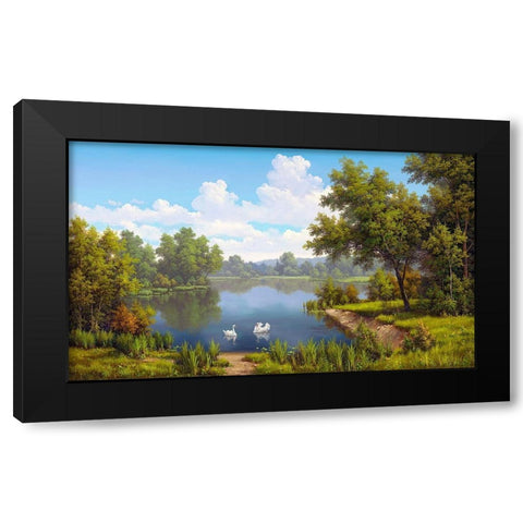 At the river Black Modern Wood Framed Art Print by Babichev, Vyacheslav