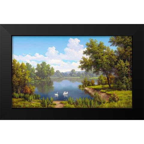 At the river Black Modern Wood Framed Art Print by Babichev, Vyacheslav