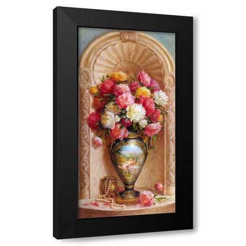 Peonies Black Modern Wood Framed Art Print by Dandorf, Olga