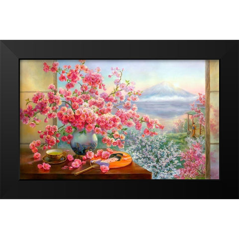 Sakura bouquet Black Modern Wood Framed Art Print by Dandorf, Olga