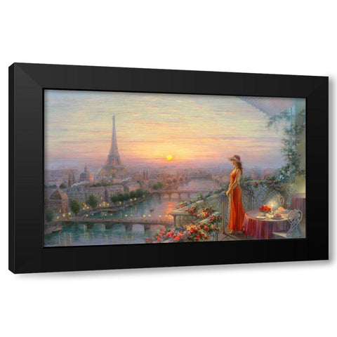 Evening Paris Black Modern Wood Framed Art Print by Dandorf, Olga
