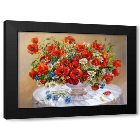 Poppies Black Modern Wood Framed Art Print with Double Matting by Dandorf, Olga