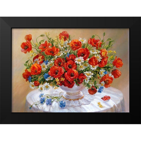 Poppies Black Modern Wood Framed Art Print by Dandorf, Olga