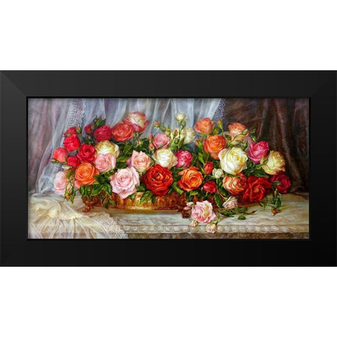 Roses Black Modern Wood Framed Art Print by Dandorf, Olga