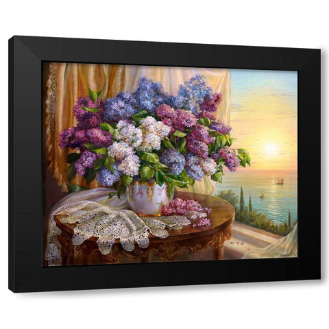 Bouquet 2 Black Modern Wood Framed Art Print by Dandorf, Olga