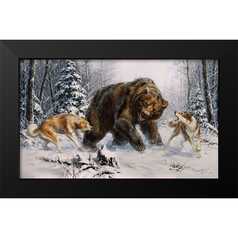 ?hevrettes and a bear Black Modern Wood Framed Art Print by Danchurova, Tatiana