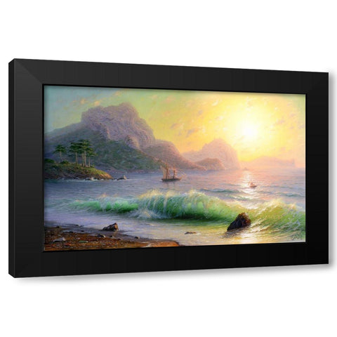Morning. Sudak Black Modern Wood Framed Art Print with Double Matting by Goryachev, Alexander