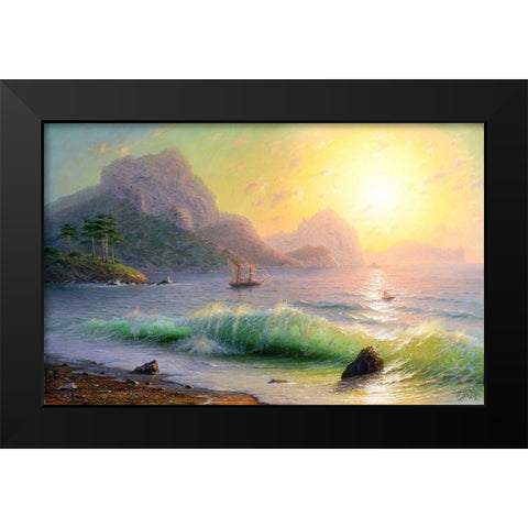 Morning. Sudak Black Modern Wood Framed Art Print by Goryachev, Alexander