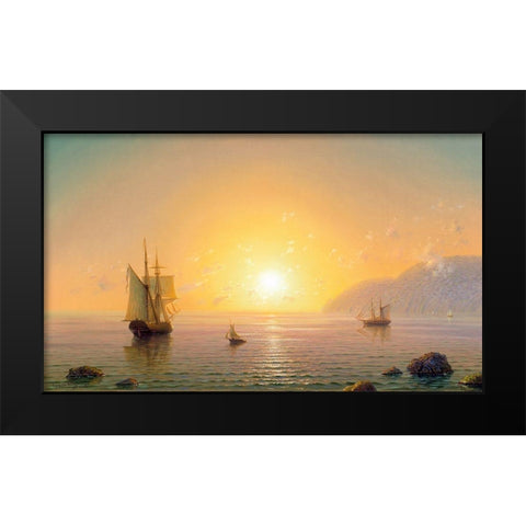 Sailboat. Morning Black Modern Wood Framed Art Print by Goryachev, Alexander