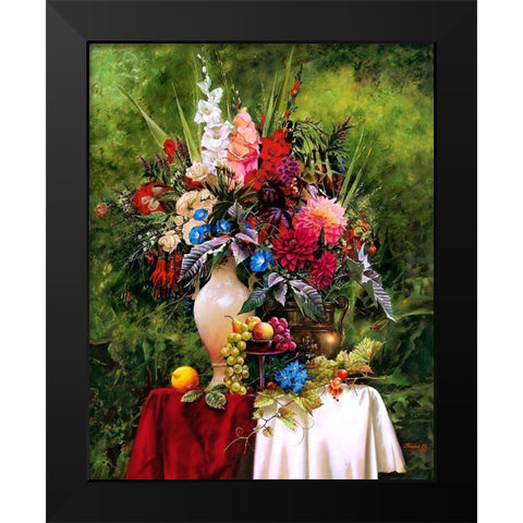 Still-life with a white vase Black Modern Wood Framed Art Print by Golovin, Konstantin