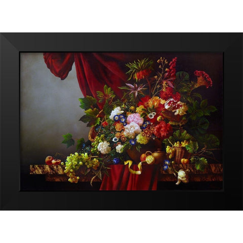 Still-life with flowers Black Modern Wood Framed Art Print by Golovin, Konstantin