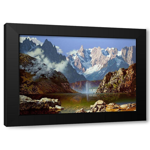 Mountain lake Black Modern Wood Framed Art Print by Golovin, Konstantin