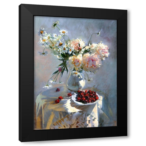 Summer Black Modern Wood Framed Art Print by Goryacheva, Svetlana