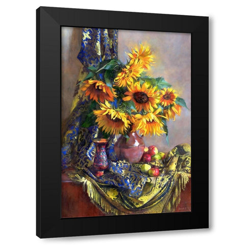 Sunflowers Black Modern Wood Framed Art Print with Double Matting by Goryacheva, Svetlana