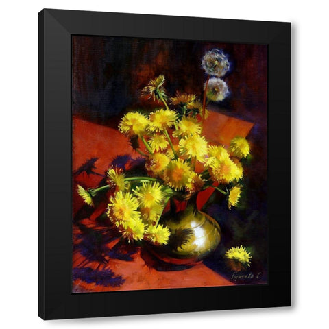 Dandelions Black Modern Wood Framed Art Print by Goryacheva, Svetlana
