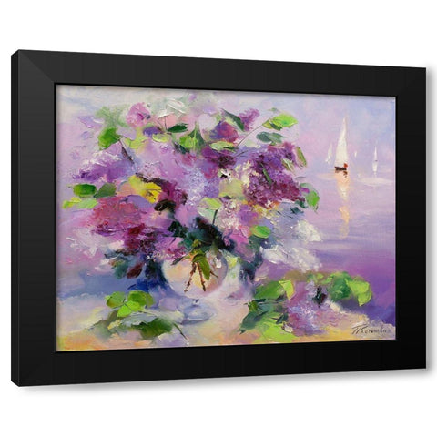 Lilac and yachts Black Modern Wood Framed Art Print by Kotinova, Galina