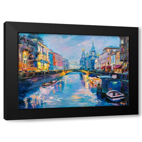 Kanal Griboyedova. Evening Black Modern Wood Framed Art Print by Kotinova, Galina