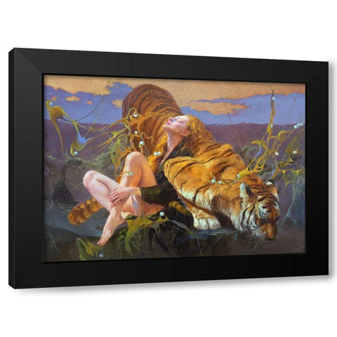 Pearl hunters Black Modern Wood Framed Art Print by Klapoukh, Yury
